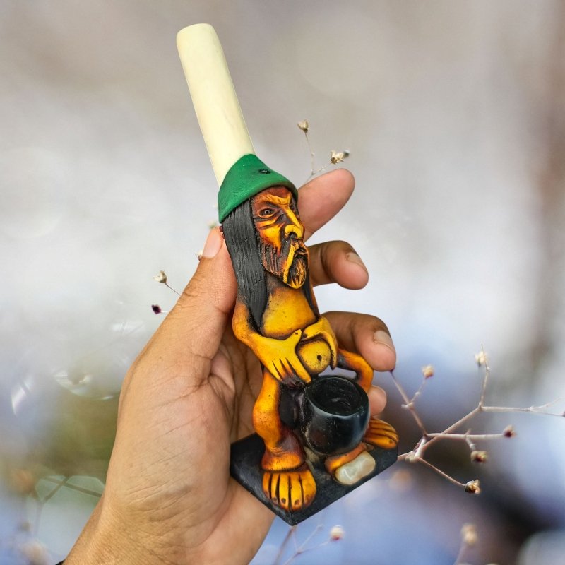 Pipa Ceremonial de Hueso - Diseño Indio y Serpiente - Para Mapacho