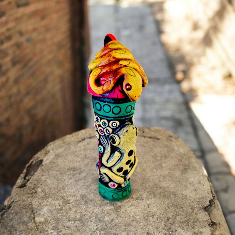 Porta Rapé Sagrado con Grabados de la Amazonía - Imagen 2