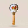 Maraca Ceremonial de Cuero y Palo Santo con Tejido en Mostacilla, Plumas y Flecos