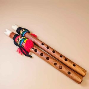 Flauta Quena Andina de Madera con Embocadura en Hueso y Tejido Tradicional – Instrumento Musical Artesanal