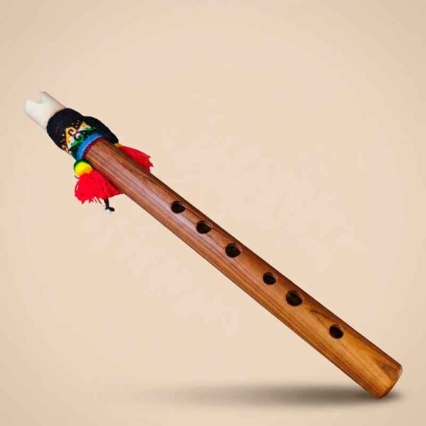 Flauta Quena Andina de Madera con Embocadura en Hueso y Tejido Tradicional – Instrumento Musical Artesanal