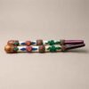 Tepy de Hueso Multicolor Tallado con Serpiente Verde y Piedras